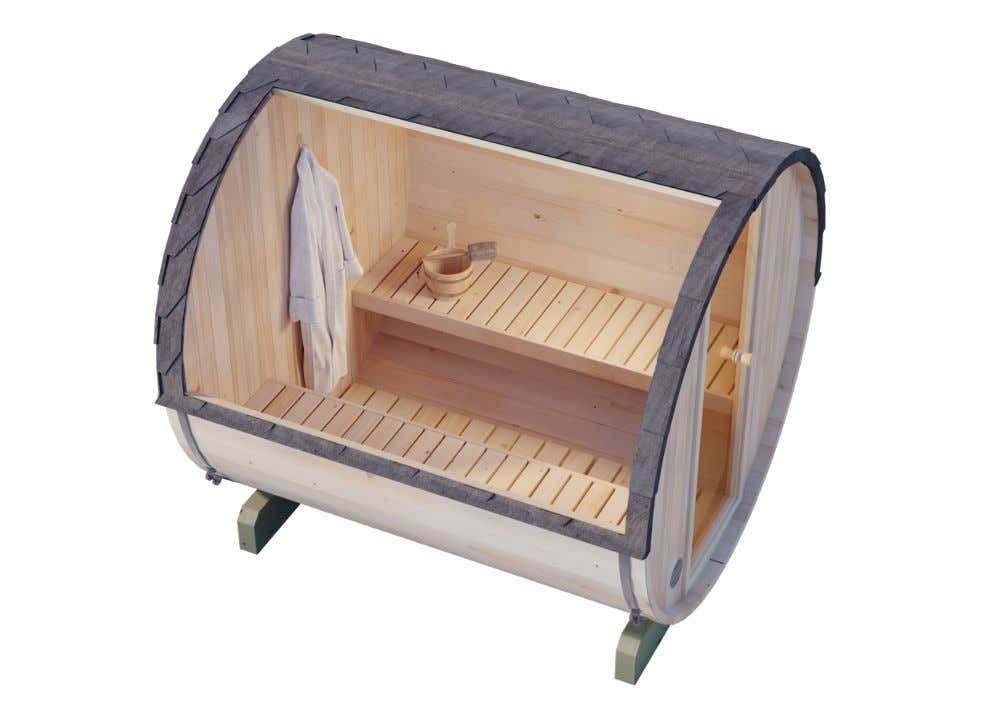 FinnTherm Fass-Sauna Mini S – Gartensauna 220cm, 4 Personen