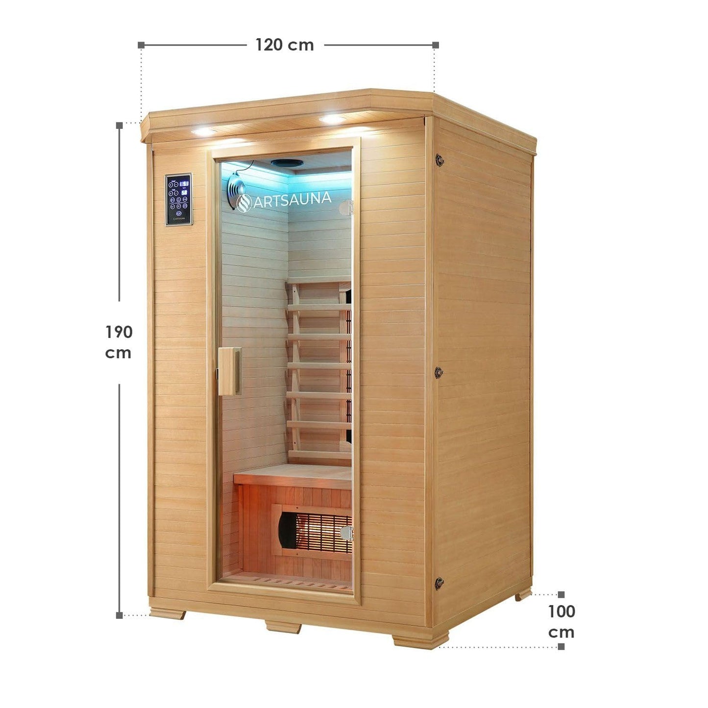 Artsauna Infrarotkabine Oslo – Vollspektrum, 2 Personen, Hemlockholz