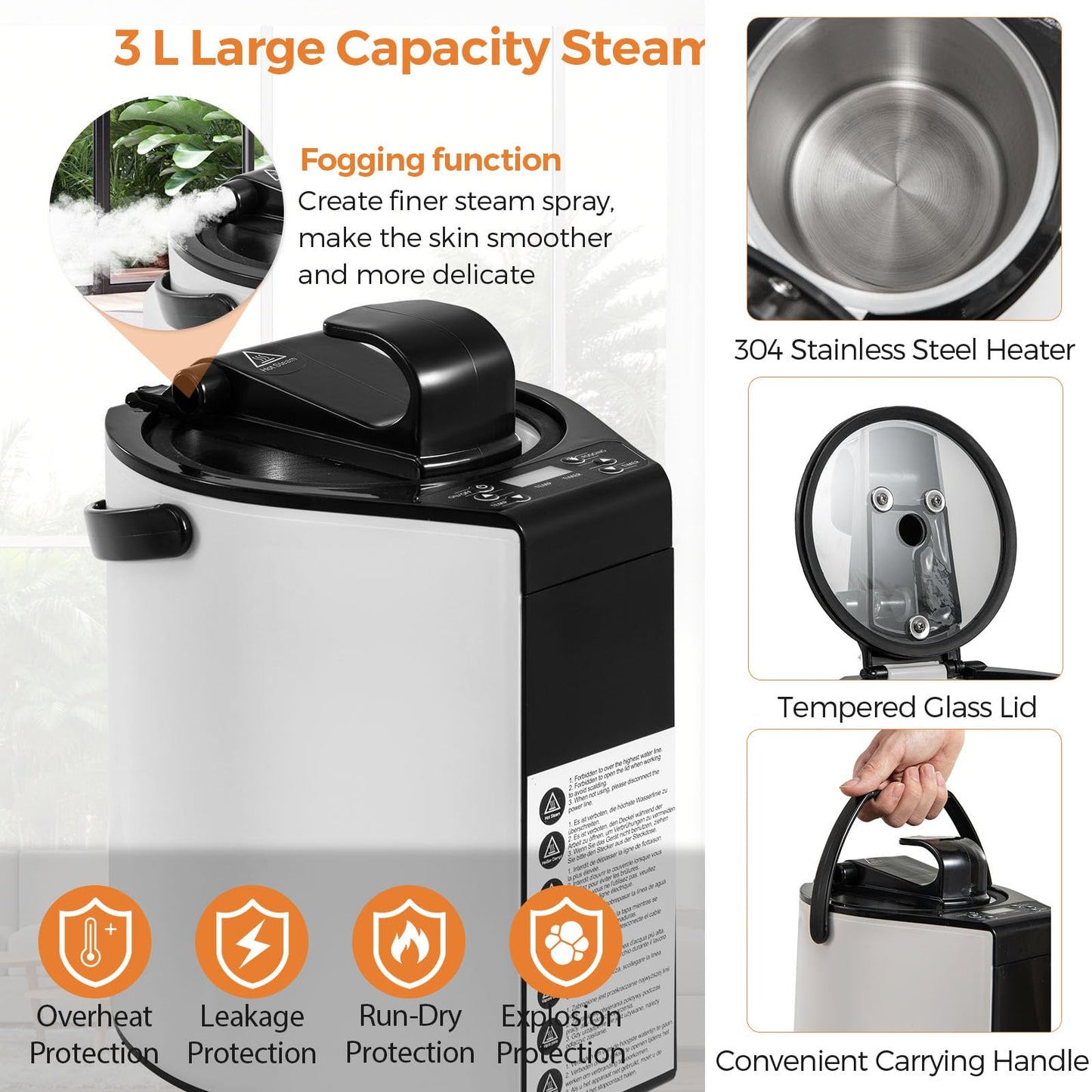 HOMASIS Tragbare Dampfsauna mit 3L Dampfgenerator – Grau