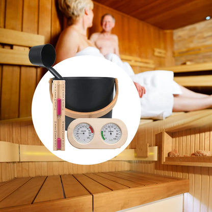 Sauna Komplett-Set 4-teilig – Eimer, Kelle, Thermometer & Sanduhr