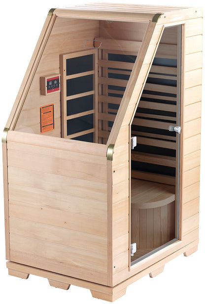 Infrarot-Sitzsauna aus Hemlock-Holz, 760 W, kompakt, 1 Person