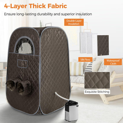 HOMASIS Tragbare Dampfsauna mit 3L Dampfgenerator – Grau