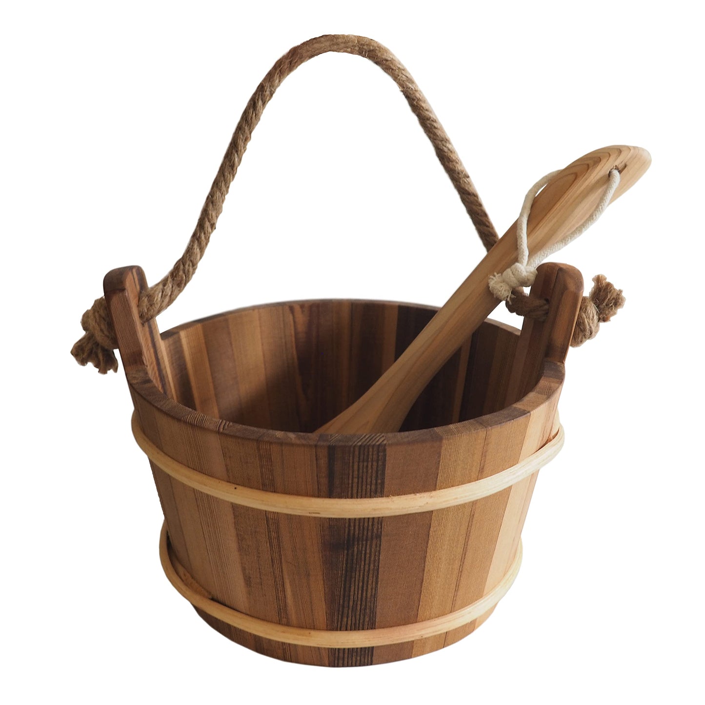HSE Sauna-Eimer & Schöpfkelle aus rotem Zedernholz – 4 Liter