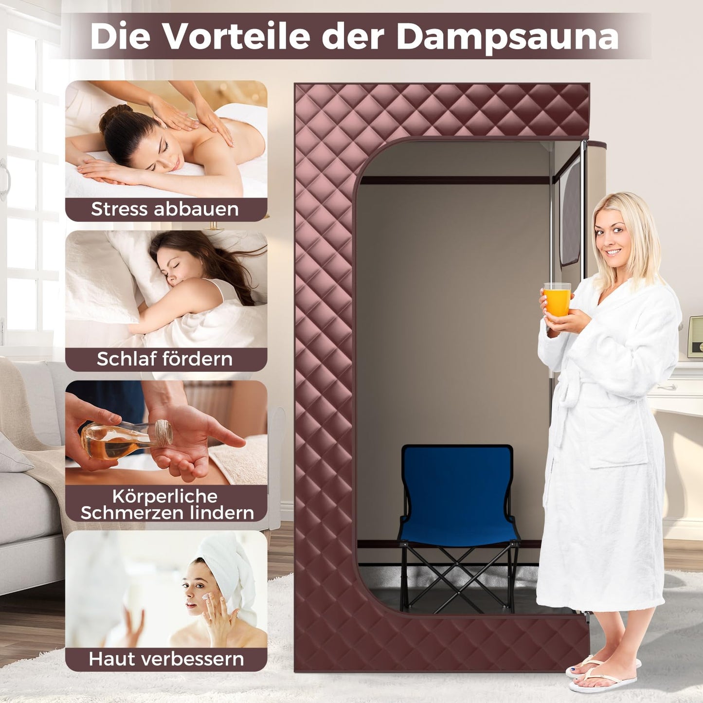 COSTWAY Dampfsauna für Zuhause – 3-L-Dampfgenerator, 91x91x183 cm