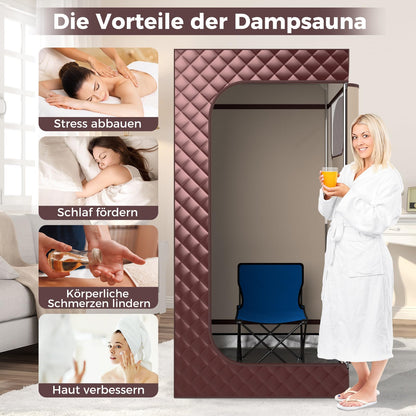 COSTWAY Dampfsauna für Zuhause – 3-L-Dampfgenerator, 91x91x183 cm