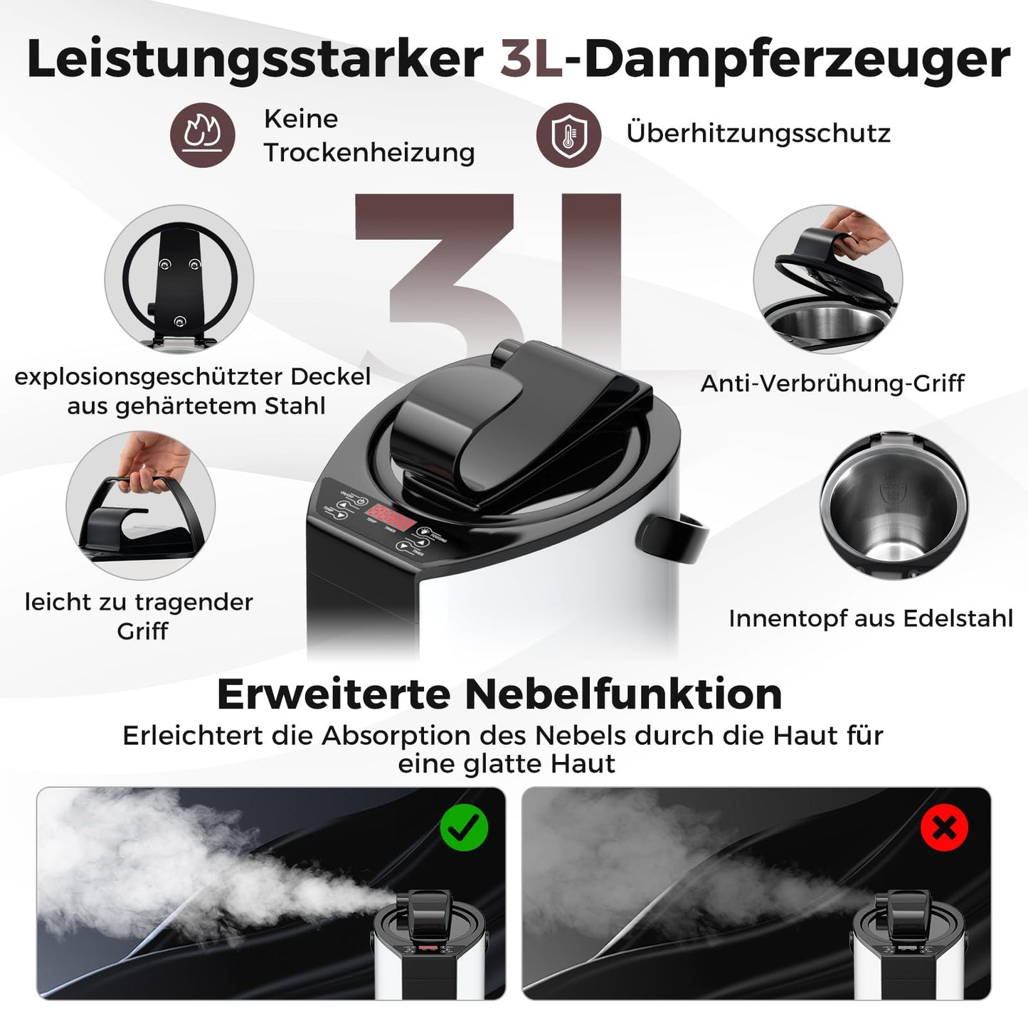 COSTWAY Dampfsauna für Zuhause – 3-L-Dampfgenerator, 91x91x183 cm