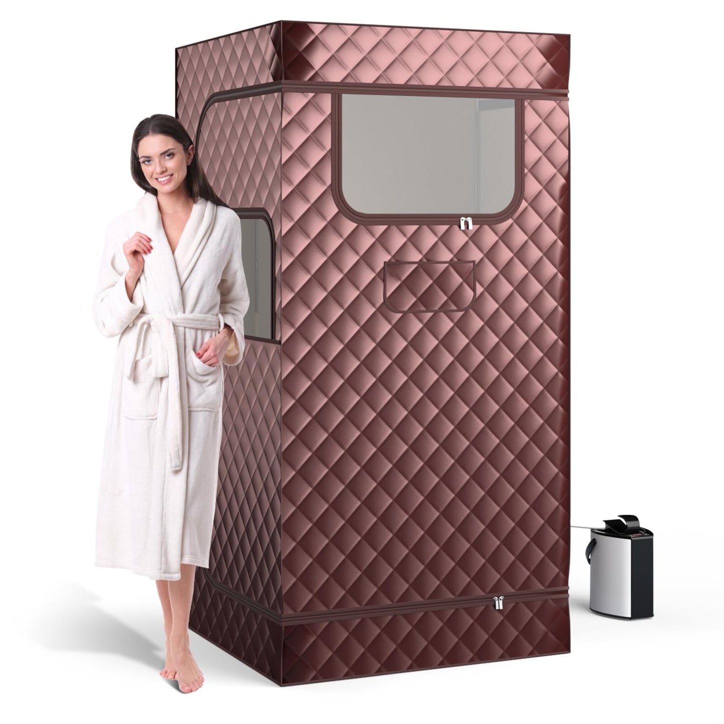 COSTWAY Dampfsauna für Zuhause – 3-L-Dampfgenerator, 91x91x183 cm