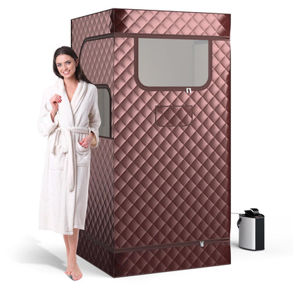 COSTWAY Dampfsauna für Zuhause – 3-L-Dampfgenerator, 91x91x183 cm