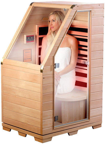 Infrarot-Sitzsauna aus Hemlock-Holz, 760 W, kompakt, 1 Person