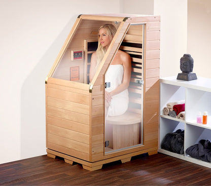 Infrarot-Sitzsauna aus Hemlock-Holz, 760 W, kompakt, 1 Person