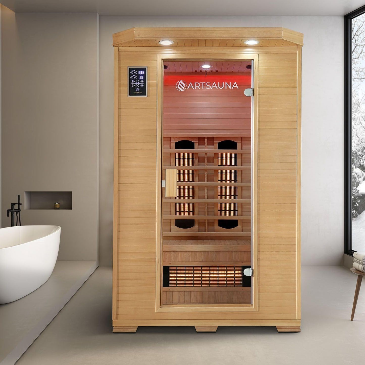 Artsauna Infrarotkabine Oslo – Vollspektrum, 2 Personen, Hemlockholz