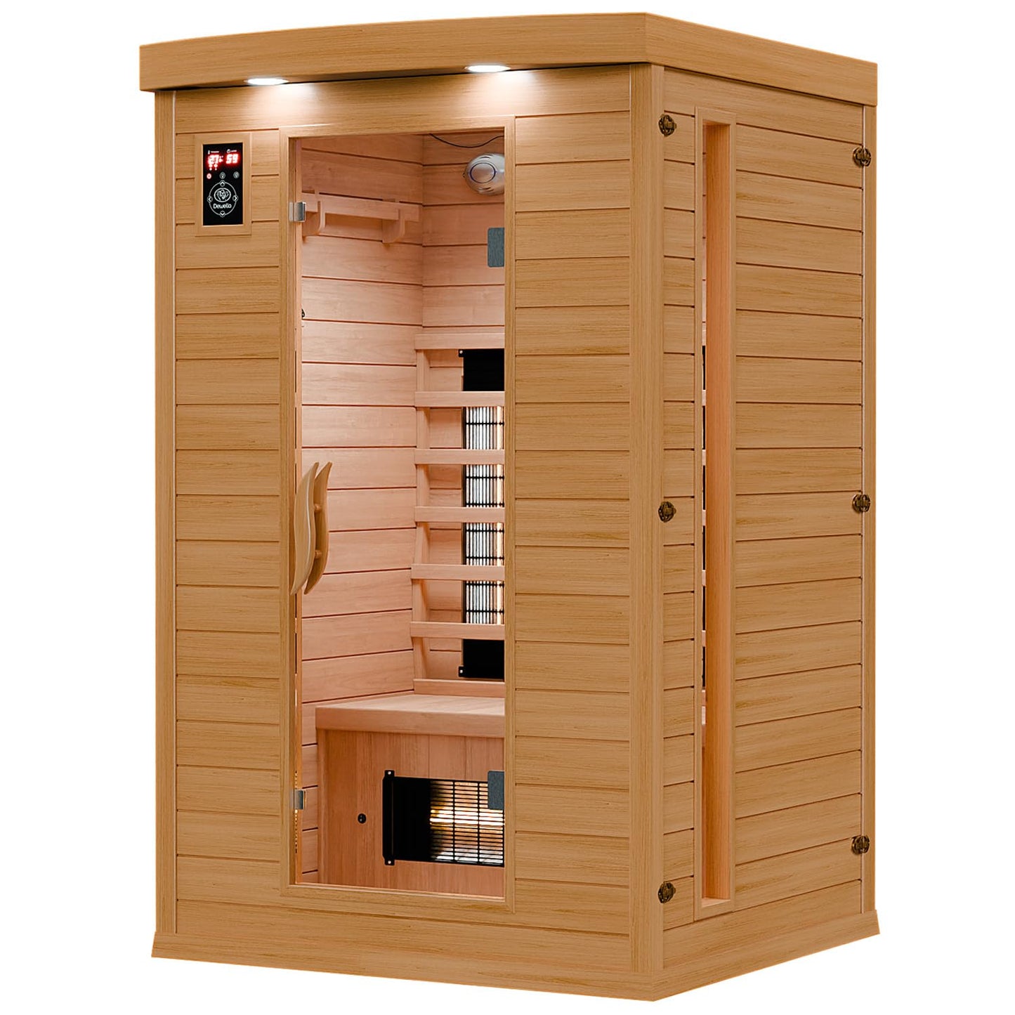 Dewello® Infrarotkabine Hyder 115x105 – Bluetooth, 1–2 Personen