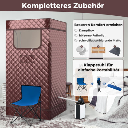 COSTWAY Dampfsauna für Zuhause – 3-L-Dampfgenerator, 91x91x183 cm