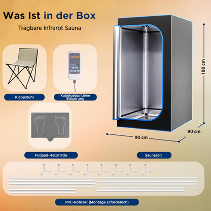 SereneLife Infrarotsauna Zelt, faltbar, 1–2 Personen, bis 60 °C