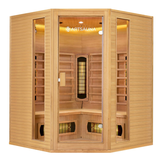 Artsauna Eck-Infrarotkabine Nyborg E150V – 4 Personen, Hemlockholz
