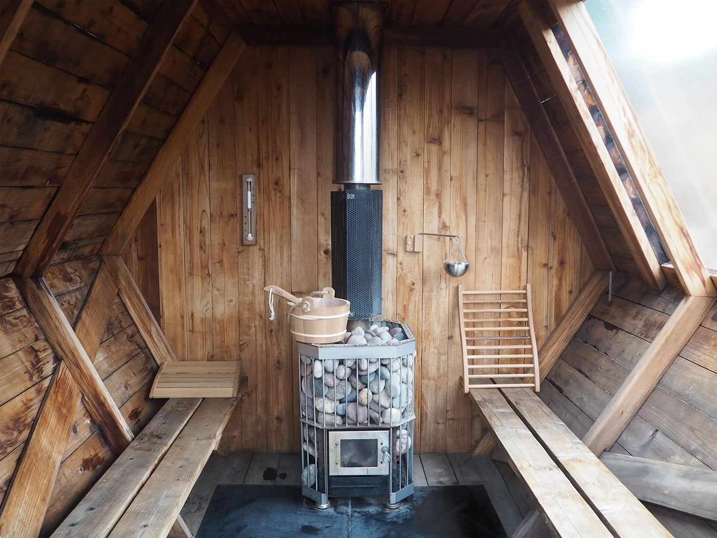 HSE Sauna-Eimer & Schöpfkelle aus rotem Zedernholz – 4 Liter