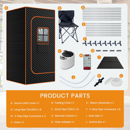 Portable Dampfsauna mit 1 Fenster, 1.200 W, 3 L Dampfgenerator