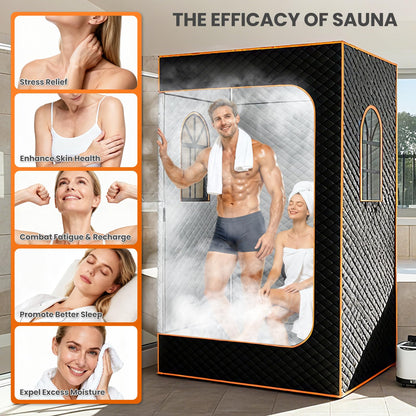 Portable Dampfsauna mit 3-Fenster-Design, 1.200 W, 2,6 L