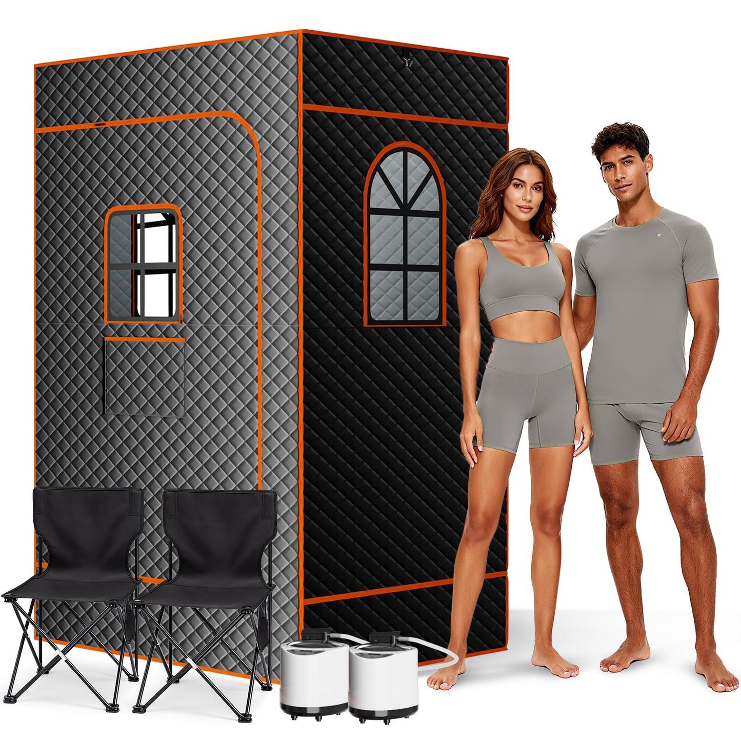 Portable Dampfsauna mit 3-Fenster-Design, 1.200 W, 2,6 L